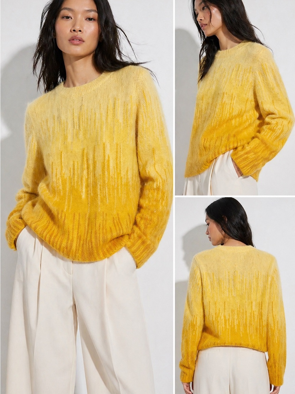 COS Yellow Gradient Mohair Wool Sweater Relaxed Knit - Picture 2 of 8